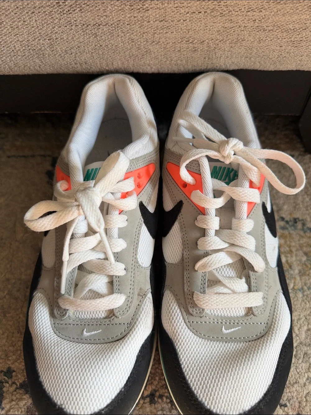 Nike Women's White Black Teal Coral Air Max-Style Sneakers - Size 8